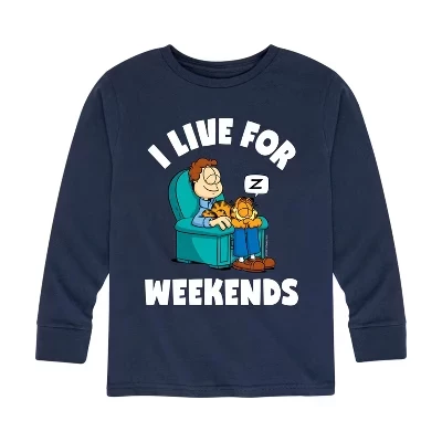 Лонгслив для мальчиков Garfield I Live For Weekends, синий