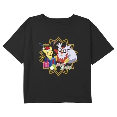 Футболка для девочек Pokemon «Пичу», черная
