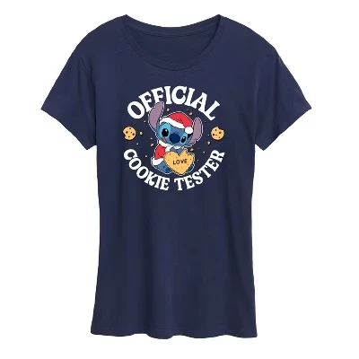 Женская - - Рождественская официальная футболка для тестирования печенья с коротким рукавом и рисунком, синяя