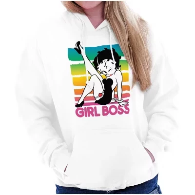 Betty Boop Girl Boss Милая уверенная в себе толстовка с капюшоном Женская лицензионная белая