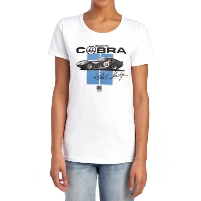 Женская футболка Shelby Cobra Racing Stripes, белая