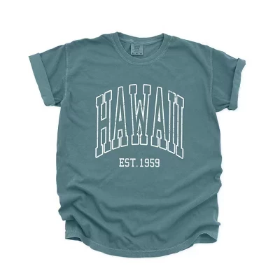 Женская окрашенная футболка Hawaii Est. 1959 с коротким рукавом