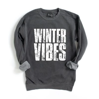 Winter Vibes Block Distressed - женская одежда, окрашенная в графический цвет свитшота pepper
