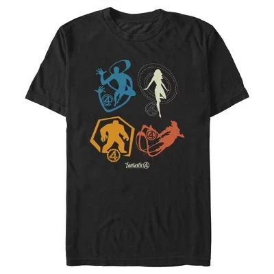 Мужская футболка The Fantastic Four: First Steps Super Icons черного цвета