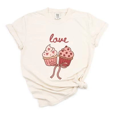 Love Cursive Cupcakes Coquette - Женская футболка с цветным рисунком для одежды