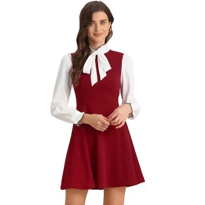 Женское платье INSPIRE CHIC с рюшами и бантом, красное