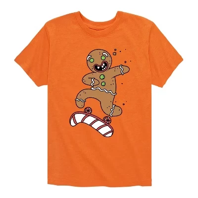 Рождественская футболка с коротким рукавом Gingerbread Skater с графическим рисунком heather orange
