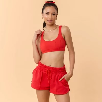 Женский спортивный топ Blogilates с бантом на спинке, красный