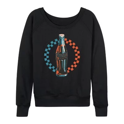 Женская рубашка Coca-cola в клетку на бутылку кока-колы, легкая французская махровая рубашка с широким вырезом и длинным рукавом, черная с графическим рисунком
