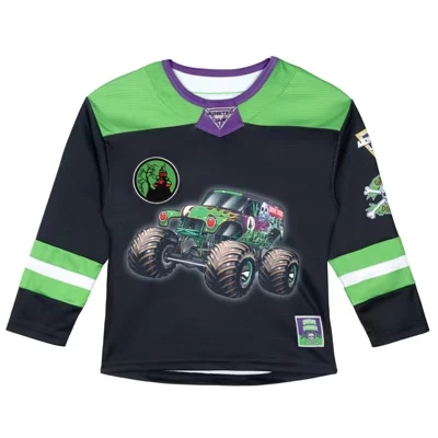 Футболка с длинным рукавом из сетчатого хоккейного трикотажа Grave Digger Sparkle Smash от Little Kid до Big Kid синего цвета
