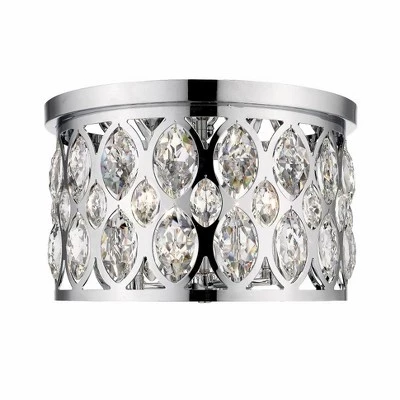 Потолочный светильник Dealey 4-Light для скрытого монтажа с кристаллами K9 - С регулируемой яркостью, стальной, серебристый, 15,75 дюйма