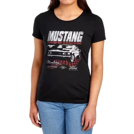 Женская футболка Ford Mustang Checkered Race, черная