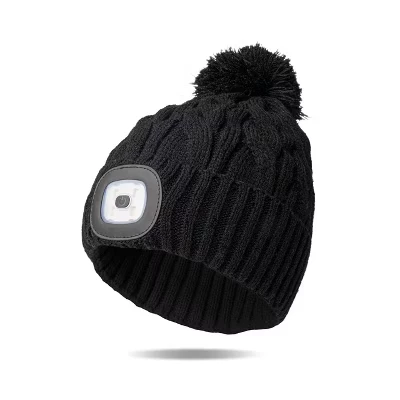 Шапка-бини Night Scope Nova Pom с LED-фонарём, чёрная