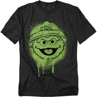 Мужская футболка Oscar The Grouch с граффити на лице, черная