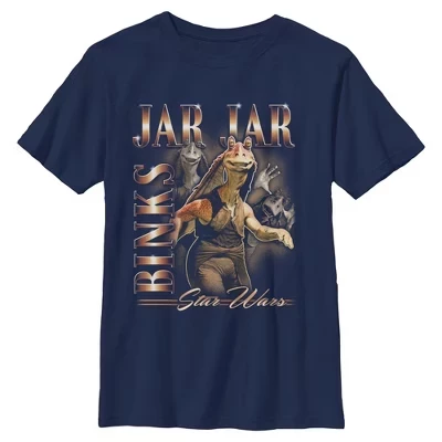 Футболка с коллажем для мальчиков Jar Jar Binks Collage синяя