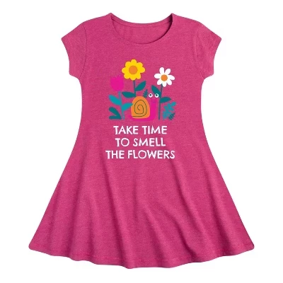 Платье с цветочным принтом Smell The Flowers Snail Fit & Flair с коротким рукавом и графичным рисунком цвета хизер фуксия