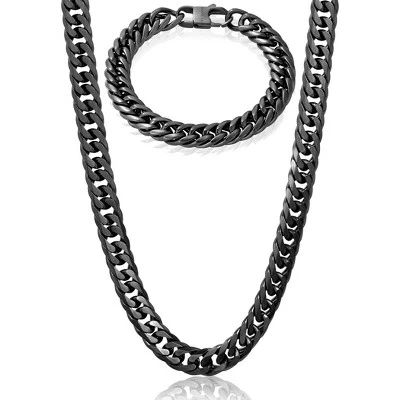 Комплект мужских браслетов и колье Invicta Jewelry с двойной снаряженной цепочкой, черный
