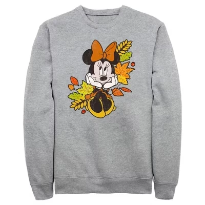 Мужская толстовка с портретом Минни Маус Осенние листья athletic heather