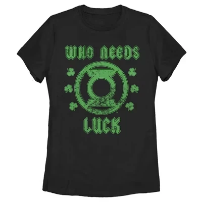 Женская футболка Green Lantern Who Needs Luck, черная