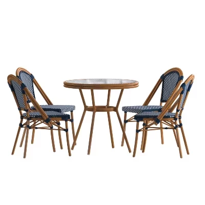 Бистро-набор Flash Furniture Bordeaux, синий/натуральный