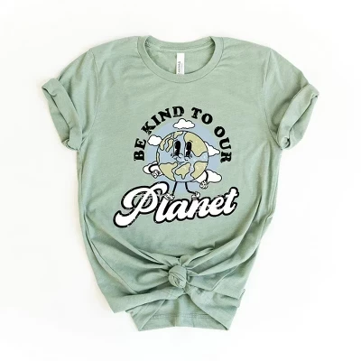 Women's Be Kind To Our Planet Short Sleeve Graphic Tee sage