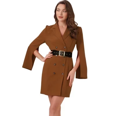 Женское платье-пиджак INSPIRE CHIC двубортное, коричневое