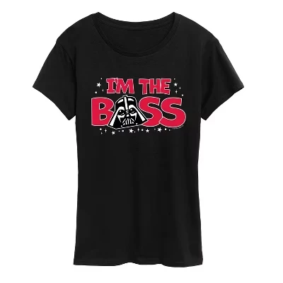 Женская футболка с коротким рукавом и рисунком Vader I'm the Boss, черная