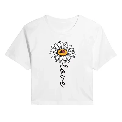 Женская укороченная футболка с рисунком божьей коровки Love Daisy, белая