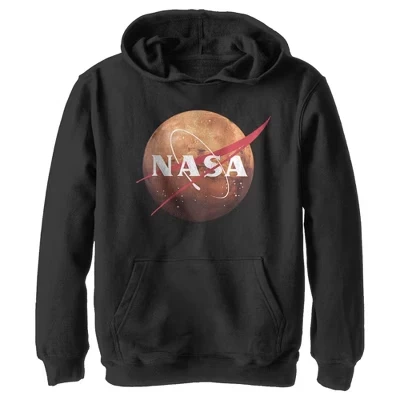 Мальчиковое худи-пуловер NASA с логотипом Mars, черное