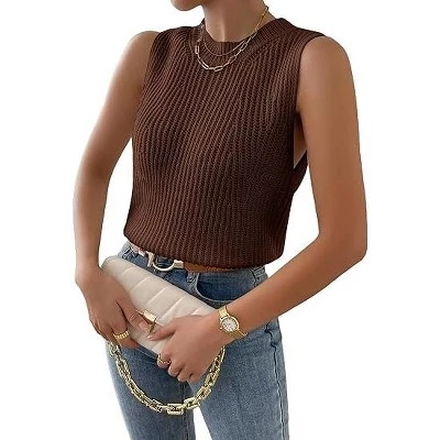 Женский вязаный жилет Yesfashion, кофейный