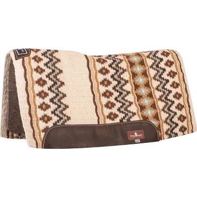 Накидка для седла Western Saddle Pad - 1/2-дюймовый войлок из натуральной шерсти, верх ручной работы, рельефная спинка и рельеф от увядания, кремово-кофейный