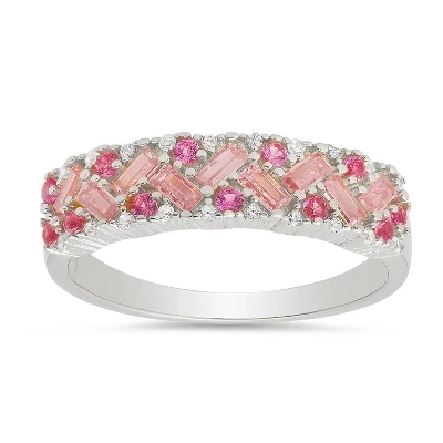 Кольцо queen-jewels с розовым омбре CZ, серебристое