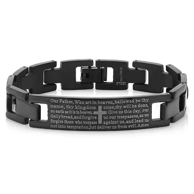Мужской браслет Steeltime «Отче наш» из стали, чёрный