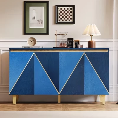 Буфет ModernLuxe винтажный с 4 дверцами, синий