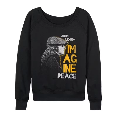 Women's -  -  Profile Lightweight French Terry Wide Neck Long Sleeve Graphic Shirt black