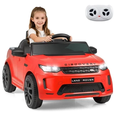 Licensed Land Rover Kids Ride on Car with Remote Control, LED Lights, Music, Horn Navy Blue/Black/Red/Pink/White red