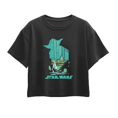 Футболка Yoda Silhouette Scene с коротким рукавом и квадратным рисунком, черная