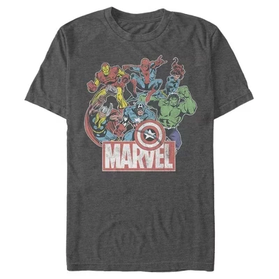 Мужская футболка Marvel «Классические герои», угольный меланж