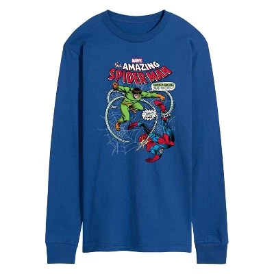 Men's -  - Spider-man Fighting Doc Ock Long Sleeve Graphic T-Shirt blue