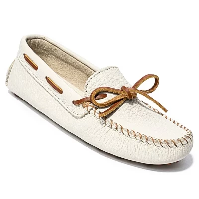 Женские водительские лоферы Minnetonka кожаные, белые