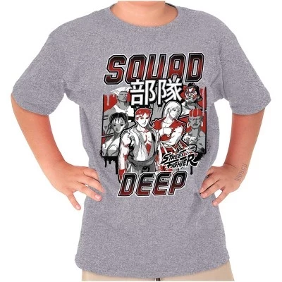 Футболки с глубоким вырезом иероглифа Street Fighter Squad для мальчиков и девочек с лицензией