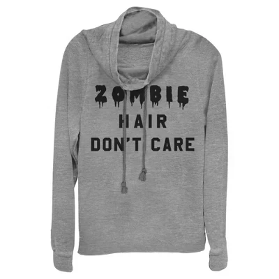 Толстовка с капюшоном на шее для юниорок и женщин Lost Gods Halloween Zombie Hair Don't Care серая