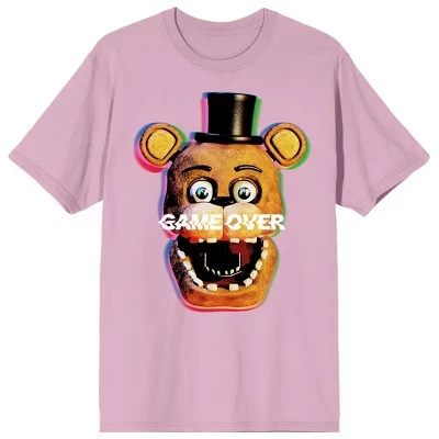 Мужская футболка Five Nights At Freddy's Game Over Cradle Pink с круглым вырезом и коротким рукавом розового цвета