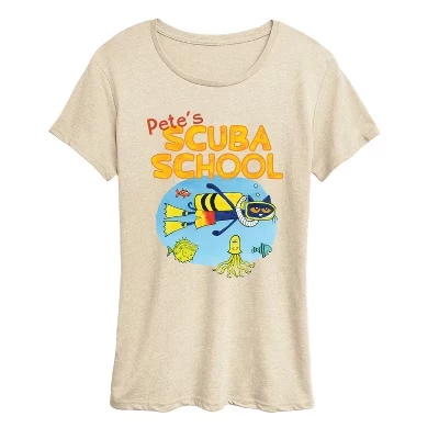 Женская футболка Pete's Scuba School с коротким рукавом и графическим рисунком.