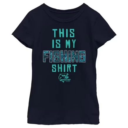 Футболка с логотипом Aqua для девочек This Is My Fishing Shirt темно-синего цвета