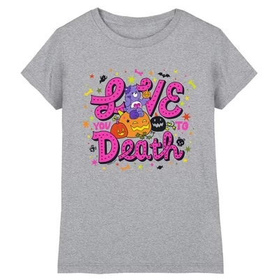 Girl's  Halloween Love You To Death With Harmony Bear T-Shirt athletic heather