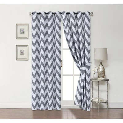 Шторы Kate Aurora Chevron, 2 шт., с подхватами, серые