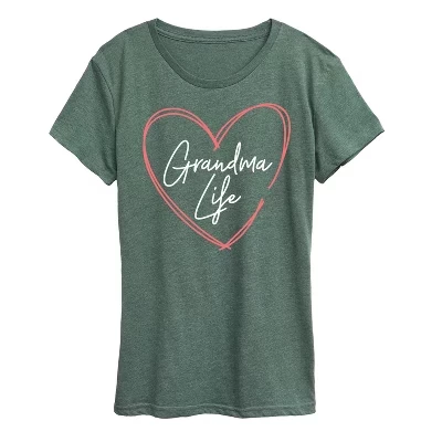 Женская футболка с коротким рукавом Grandma Life и графическим рисунком heather juniper