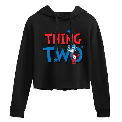 Женская укороченная толстовка American Thing Two с графическим принтом черного цвета