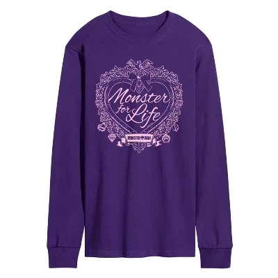 Мужская футболка Monster For Life Coquette с длинным рукавом и графическим рисунком фиолетового цвета